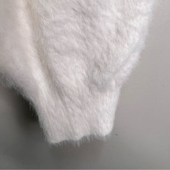 CALLAHAN Knitwear Cropped White Eyelash Balloon  Sleeve Sweater Size M - Picture 4 of 11